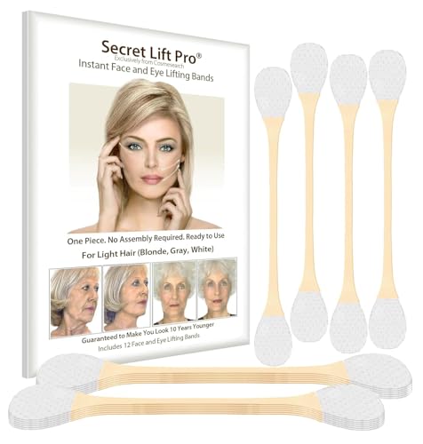 Secret Lift Pro Face & Eye Lift Tapes for Light Hair (12 Pack)
