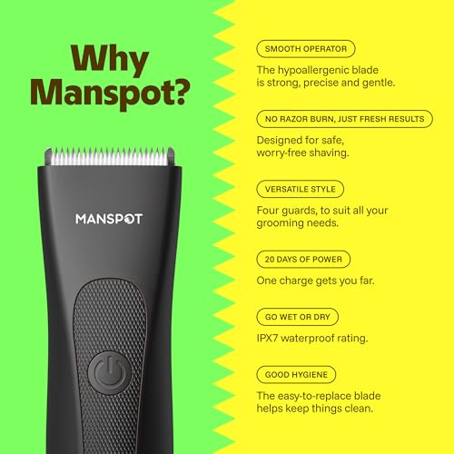 MANSPOT Groin & Body Hair Trimmer for Men - Waterproof Electric Shaver
