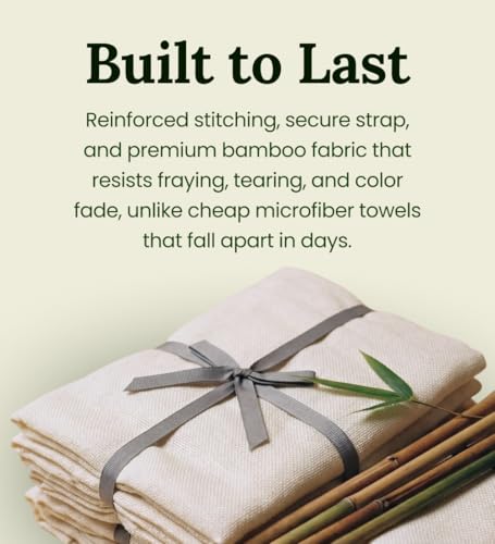 Harmony Weave Ivory White Bamboo Hair Towel Wrap for Women — Fast Dry, Anti-Frizz, Curl Friendly, Includes Elastic Strap, 1-Pack