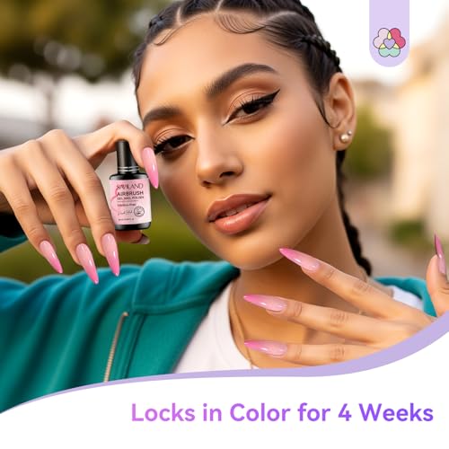 SAVILAND Dilution-Free Airbrush Gel Nail Polish: 6PCS 20ml White Pink Nude Airbrush Paint for Nails 0-Acetone Non-Toxic Airbrush for Nails Gel 28 Days Lasting for Ombre French Nail Art Party