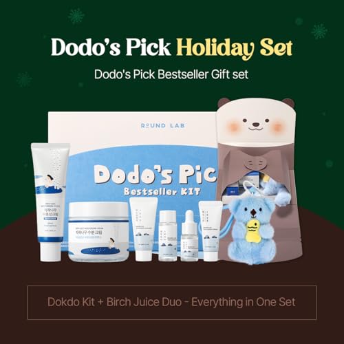 ROUND LAB Best Selling Kit, Dokdo Hydrating Trial Kit + Birch Juice Sunscreen + Birch Juice Moisturizing Cream 2.7 Fl Oz, Korean Skin Care Set, Amazon Exclusive