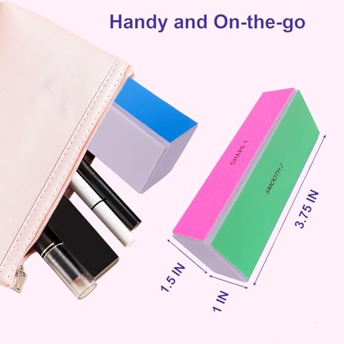 4 Pack Nail Buffer Blocks Set for Shiny Nails - Multi-Grit Nail Files for Natural & Acrylic Nails