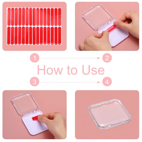 uxcell 20 Pcs Press on Nail Storage Box with Adhesive Double Sided Tape, Acrylic Nail Display Box for Nail Salon Home Storage Supplies, Clear/Pink