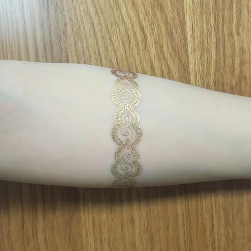Aresvns Waterproof Metallic Temporary Tattoo,Gold Boho Snake Flash Jewelry Tattoos, 8 Sheets Gold Silver Fake Tattoos for Women Teen Girls