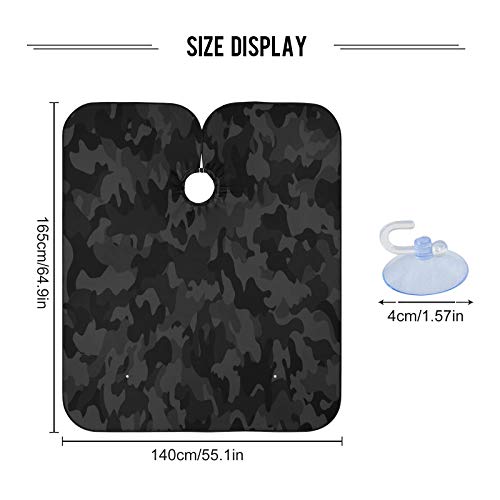 Waterproof Barber Cape Black Camouflage 65" x 55" Hair Cutting