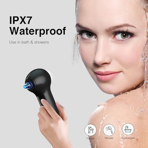 Electric Facial Cleansing Brush with LCD Screen, 3-in-1 Face Scrubber & Optional Blackhead Remover, Rechargeable, IPX7 Waterproof, Gentle Daily & Deep Cleaning for All Skin Types