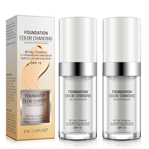 Concealer Cover Cream, Flawless Colour Changing Warm Skin Tone Foundation Makeup, Base Nude Face Liquid Cover Concealer (2 pcs)