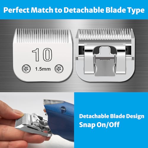 Size 10 Clipper Blade Dog Grooming Fits for Most Andis dog clippers, Wahl KM Series and Oster A5, 1.5mm (1/16 inch) Length