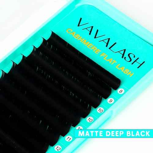 VAVALASH Cashmere Faux Mink Ellipse Flat Lashes 0.15 0.2mm C D Curl 6-17mm Soft Lightweight Classic Lash Extensions Matte Split Tip Natural Eyelash Extensions Professional Salon Use(0.15-CC-8-15mm)