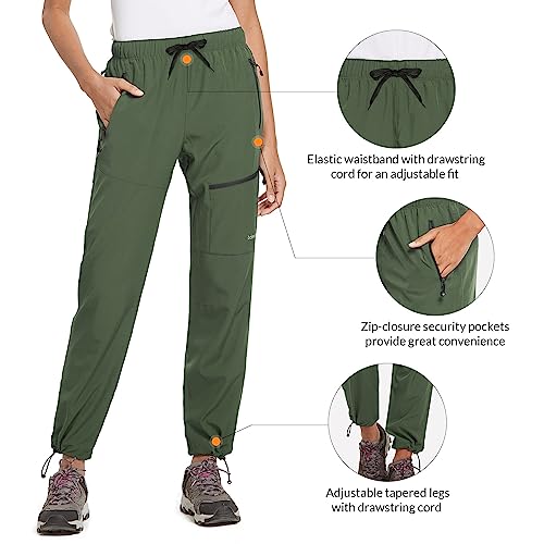 BALEAF Women's Petite Hiking Pants Lightweight Quick Dry Water Resistant Cargo Pants 27'' Inseam for All Seasons Suntan Size S