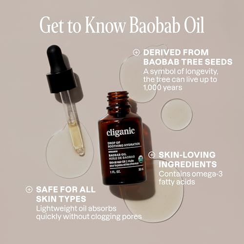 Cliganic Organic Baobab Oil, 100% Pure - For Face & Hair | Natural Cold Pressed Unrefined