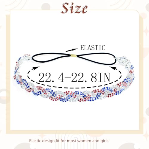 Fstrend Elastic Crystal Hairbands Rhinestone Headband Multicolors Boho Sparkle Head Chain Headpieces for Women (Red A)