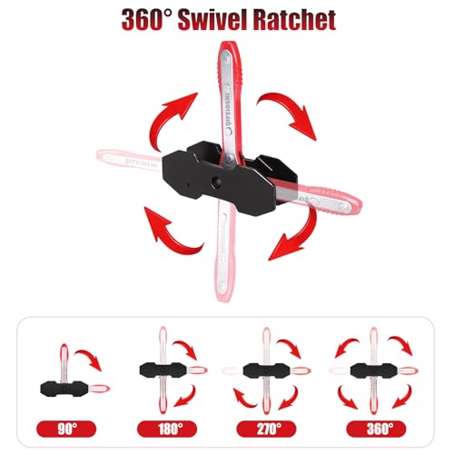 QIFEIOSHI Red Brake Caliper Compression Tool 360° Ratchet for Auto Repair