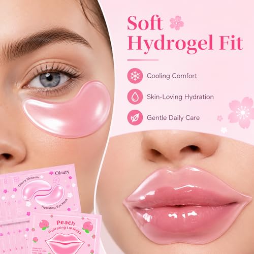 Sulily 30 Pairs Pink Collagen Lip Masks & Eye Patches Set