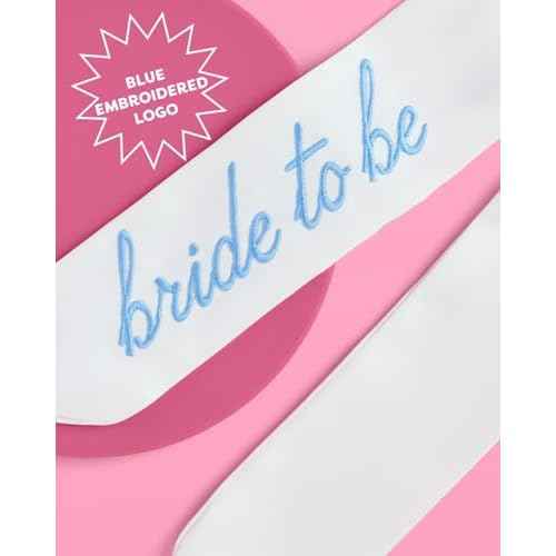 xo, Fetti Blue Bride to Be Embroidered White Hair Bow | Bachelorette Party Hairpiece, Bridal Shower Accessory, Bridesmaid Gift, Wedding Headband, Engagement Accessory