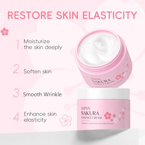 INSEEK Sakura Skin Care Set, Skincare Gifts For Women Teen Girls, Sakura Extract Complete Skincare Routine Set for Clean, Deeply Moisturize and Repair, Improve Skin Elasticity, Reduce Fine Lines
