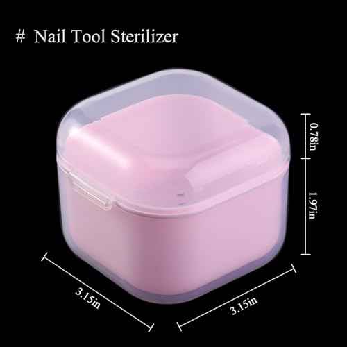 1Pcs Nail Tool Sterilizer, Nail Drill Bits Cleaning Box Disinfection Container For Nail Art Accessories Manicure Sterilization Tray Salon Supplies Sterilizer Cup With Drain Basket (pink)
