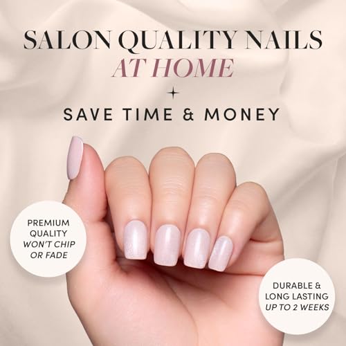 Glamnetic Press On Nails & Brush On Nail Glue Bundle - Pinky Promise | Glossy, Velvet Short Squoval Fake Nails, Reusable | 15 Sizes - 30 Nail Kit with Glue