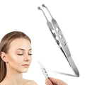 JIANWEI Meibomian Gland Expressor, Eyelid Gland Blockage Unblocking Physiotherapy Tools, Professional Forceps Stainless Steel Eyelid Massage Tweezers for Dry Eyes (Round Tip)