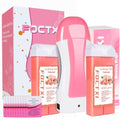 Hair Removal Kit for Hair Removal for Women and Men with Strip, Roll On Wax Kit with 2 Rose Soft Wax Cartridge & 100 Non-Woven Wax Strips, at Home Waxing Kit for Women, Soft, Pink