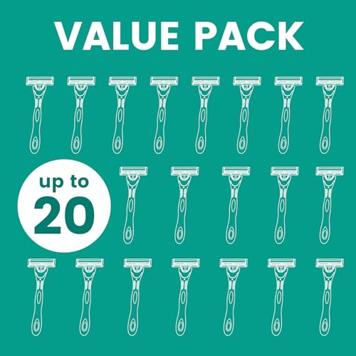 Comfycheer 20P Disposable Razors for Men, 3-Blade, Pivoting Head, Sensitive Skin