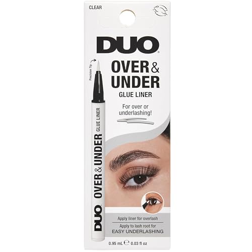 Duo Over & Under Lash Glue Liner ? 2-in-1 Eyelash Adhesive and Eyeliner, Clear, Waterproof Long-Lasting Eyelash Glue Pen for Strip Lashes, 0.03 Fl Oz