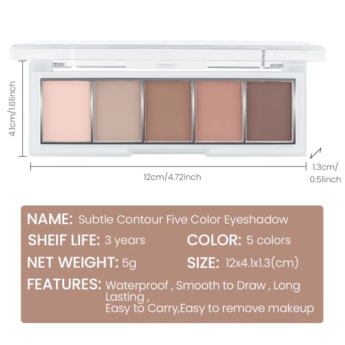 5-Color Matte Eyeshadow Palette - Nude, Pink & Brown