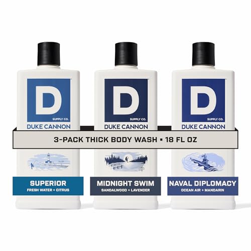 Duke Cannon Supply Co. THICK High-Viscosity Body Wash for Men THICK IN A BOX Variety 3 Pack - Premium Ingredients, Plant-Based Thickeners, Superior Lather, Natural Exfoliate, 17.5 Fl Oz (3 Pack)