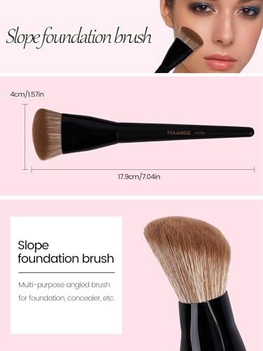 MAANGE Black Makeup Brush Set 4 Pcs - Foundation, Concealer & Contour Tools