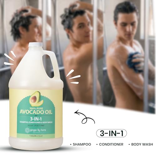 Ginger Lily Farms Avocado Oil 3-in-1 Shampoo Conditioner Body Wash 128oz