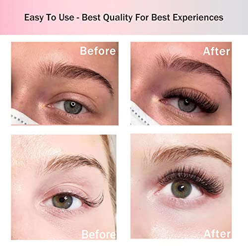 Promade Eyelash Fans Mix Length 1000 Fans Volume Lash Extensions 8D-16D, C/D Curl, 9-16mm Length, 0.05-0.07 Short Stem PBT Synthetic Vegan False Eyelash