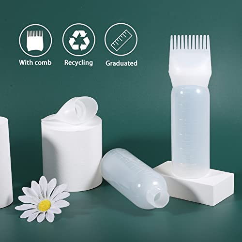 Hair Dye Applicator Bottles - 6oz Root Comb Dispenser (2-Pack)