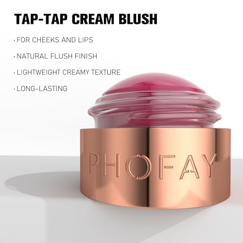 PHOFAY 3-in-1 Mousse Blush Cream & Lipstick - Vegan, Long-Lasting