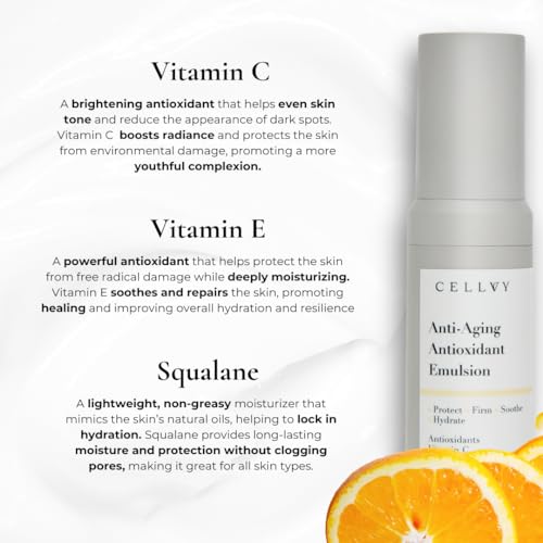 Anti-Aging Antioxidant Emulsion with Hyaluronic Acid, Vitamin C & E, Korean Taiwanese Skincare, Firming & Hydrating Face Lotion, Smooths Fine Lines & Wrinkles and Boosts Collagen Production