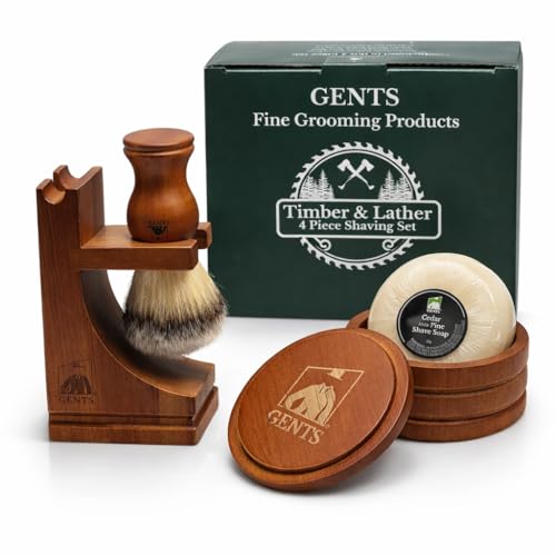 G.B.S GENTS Men's Classic Wooden Shaving Set Shaving Brush with Wooden Stand And 3.5 Inches Diameter Shaving Soap Bowl