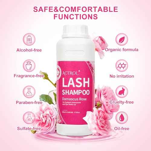Lash Extension Cleanser Rose 500ml Eyelash Shampoo Lash Cleanser Foam with Salon and Home Care