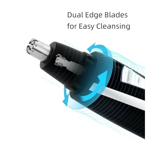 Ear and Nose Hair Trimmer Clippers: 2025 Professional Painless Eyebrow & Facial Hair Trimmers Remover for Men Women, Battery Operated Nasal Clipper, Dual Edge Waterproof Blades for Easy Clean, Black
