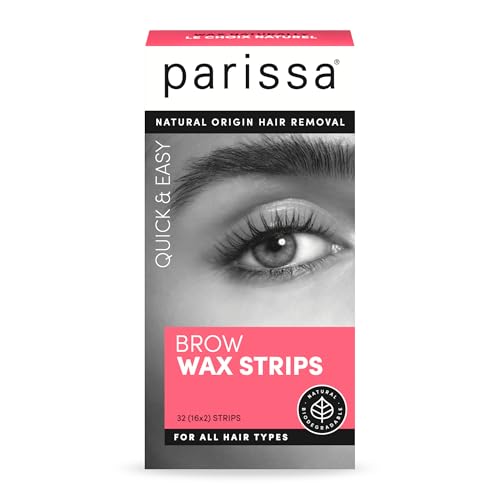 Parissa Natural Brow Wax Strips | Beginner-Friendly & Fragrance-Free | Ready-to-Use Eyebrow Waxing for Sensitive Skin | 32 Strips (16 x 2)