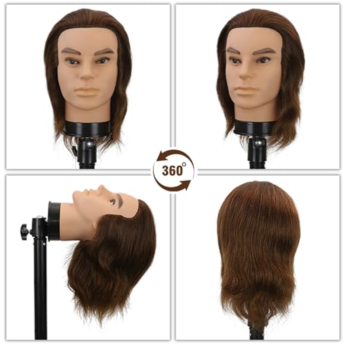 12" Male Barber Mannequin Head with Real Human Hair & Clamp