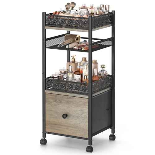 Makeup Organizer, Large Skincare Organizers, Make Up Organizers for Vanity, Makeup Storage Cosmetic Organizer with Drawer, Bathroom Vanity Organizer Makeup Holder Cart for Skin Care Hair Tool Beauty