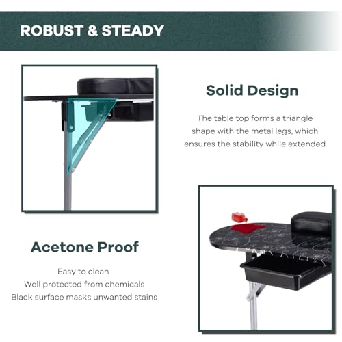 WELLHUT Portable Manicure Table with Lockable Wheels & Carrying Bag
