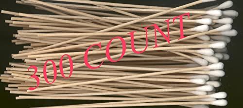 6" Cotton Swabs 300 Count - Single Tip Applicators Wooden Handle