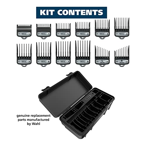 Wahl Clipper Genuine Secure-Snap™ Attachment Guard Organization Kit with Hair Clipper Guards, 14 Piece Elite Storage Kit for Wahl Hair Clippers, Grey -3291-200