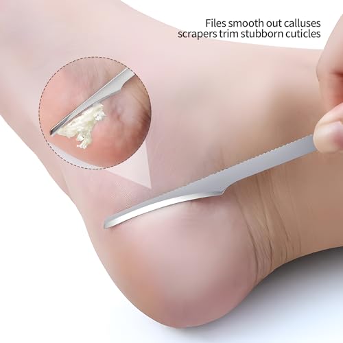 Stainless Steel Callus Shaver and Foot File Kit - Ergonomic Foot Care Tool