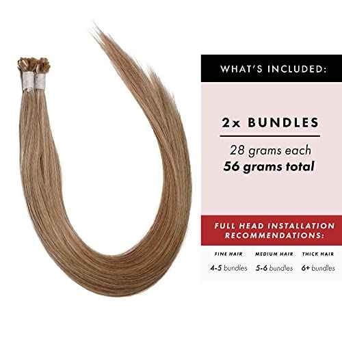 U Tip Hair Extensions by Everlong, Remy Human Hair, Fusion Glue Adhesive Method, Premium Keratin 56 gram Bundles, 20" #840 Sandy Bronde