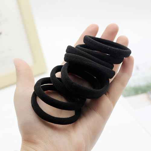 200PCS Black Hair Ties for Women & Girls Men Kids Toddler - Seamless, Thick, No Damage Elastic Hair Bands for Ponytails, Workouts, and Daily Use, Soft Seamless Nylon Hair Ties For Thick & Curly Hair.