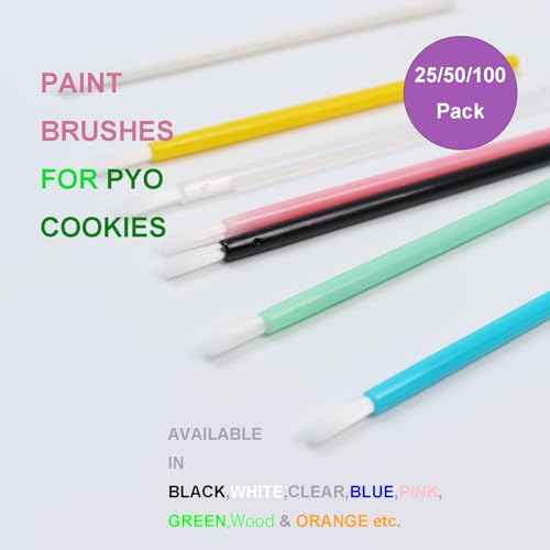 PYO Cookie Paint Brush Disposable Lip Brushes Mini Paint Brush Cookies Disposable Nail Polish Brush Paint Your Own Cookie Food Safe Paint Brushes Mini Paint Brushes Cookies (50, Clear)