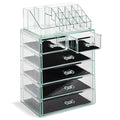 Sorbus Acrylic Makeup Organizer Set, 6-Drawer Vanity & Countertop Cosmetic Storage with Small & Wide Compartments, Teal Thrill Makeup Storage for Brushes, Jewelry ? Holiday Gift for Women & Teens