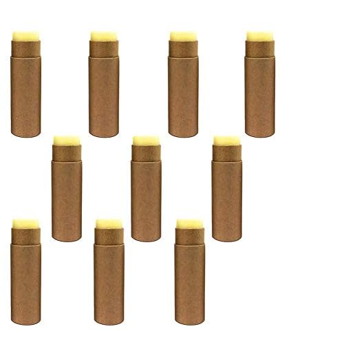 10 Pcs 1oz Cardboard Lip Balm Tubes Kraft Paper Lipstick Tube Empty Lip Gloss Containers Refillable Chapstick Container Round Paper Solid Tube for DIY Cosmetic Samples Lotion Deodorant,Brown