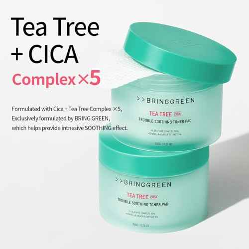 BRING GREEN Tea Tree CICA Soothing Toner PAD | Korean Daily Skincare Routine with Mild Formula, Cooling for Soothing and Hydrationg Effect, Vegan Certified Toner Pads 90 Count, 5.29 Fl. OZ.
